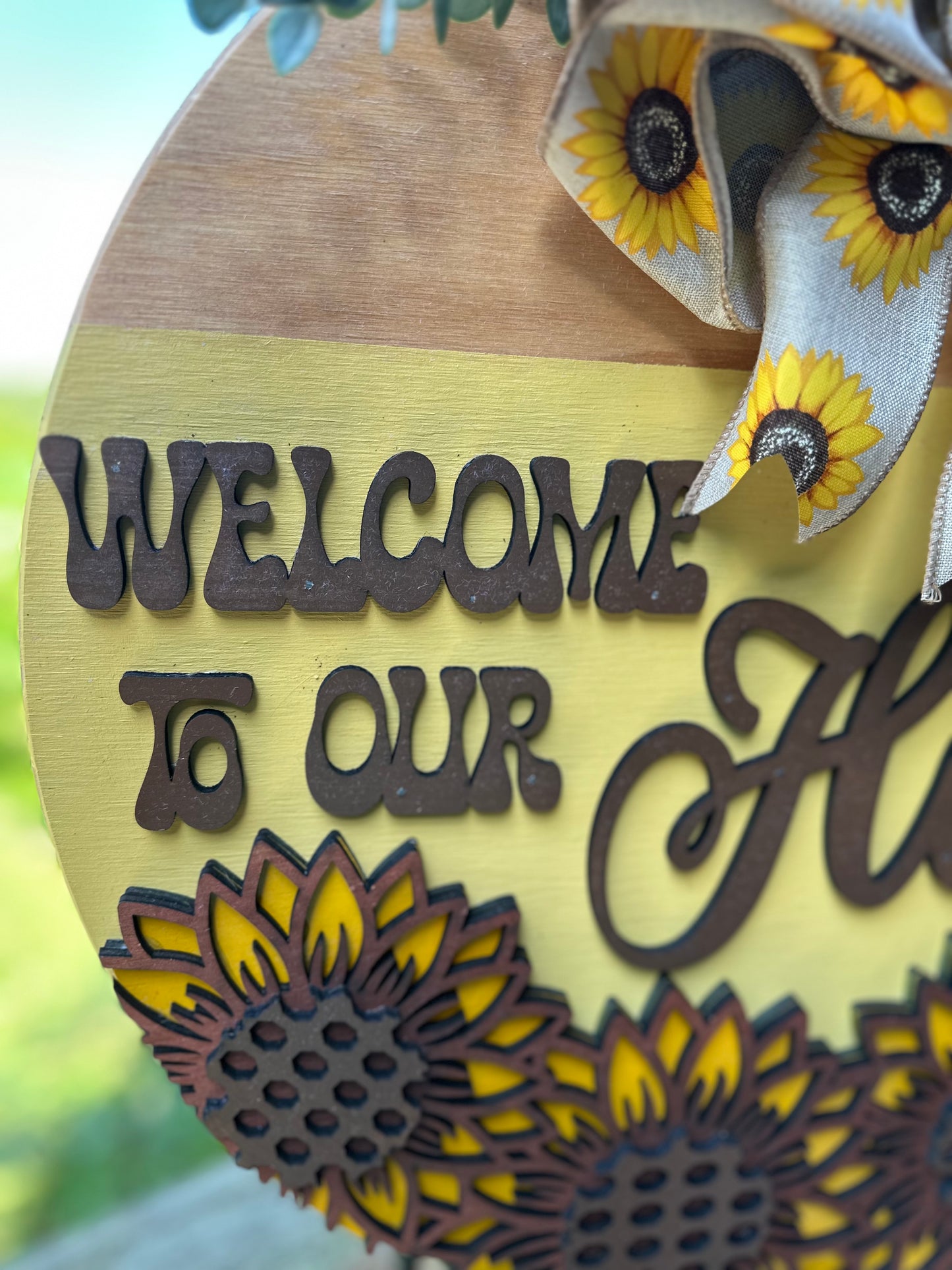 Sunflower Welcome to Our Home Door Hanger