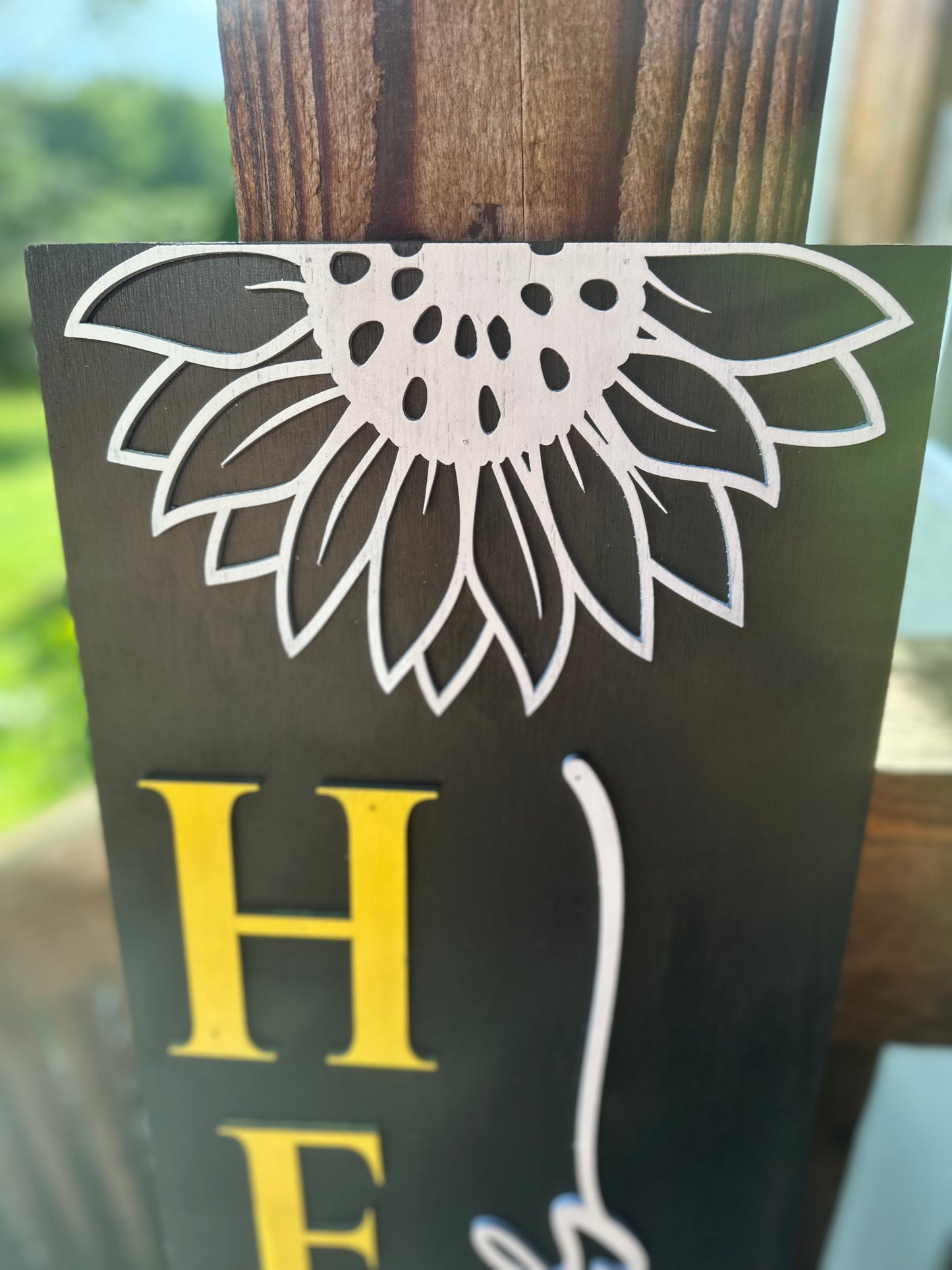 Hello Sunshine Sundlower Black Porch Leaner