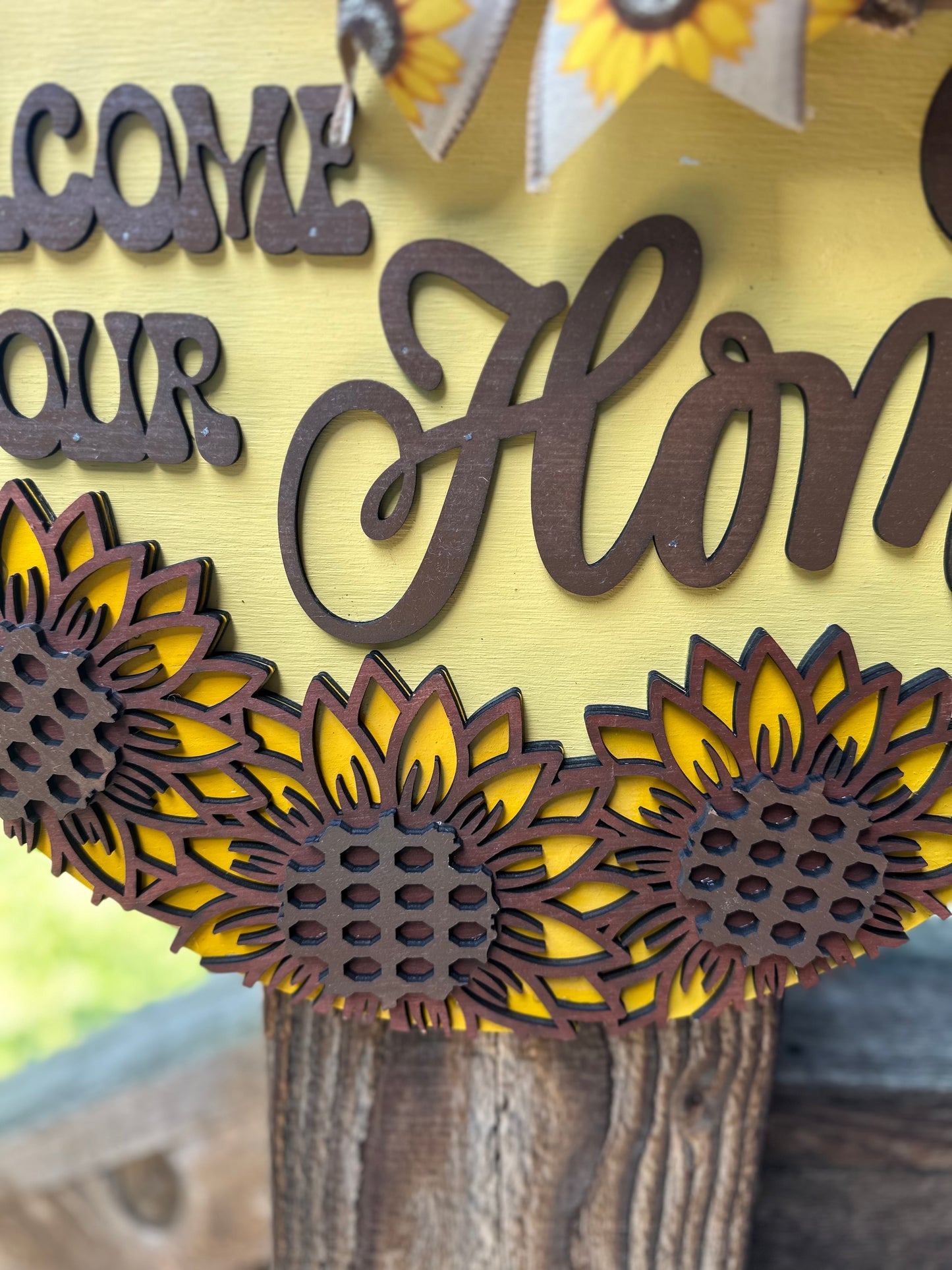 Sunflower Welcome to Our Home Door Hanger