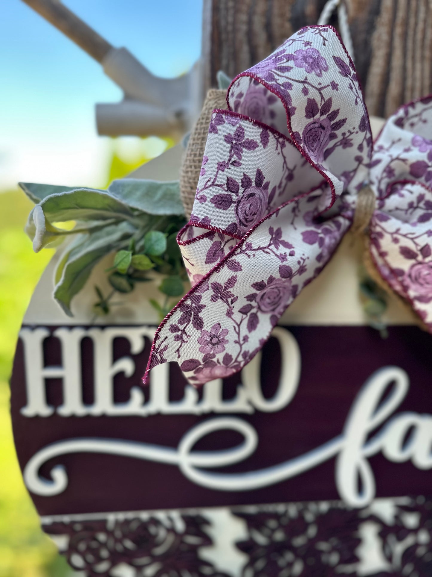 Hello Fall Burgandy Door Hanger