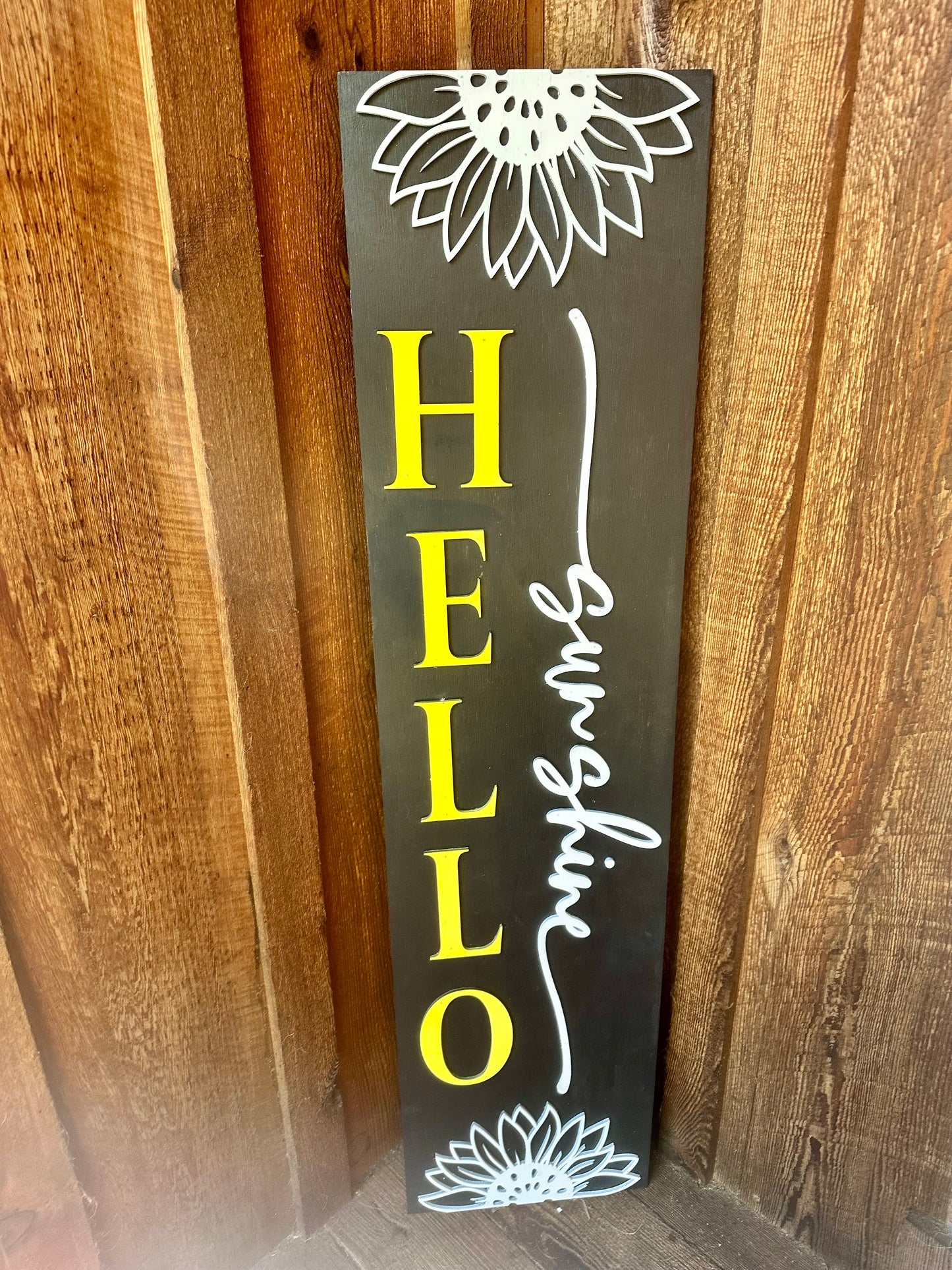 Hello Sunshine Sundlower Black Porch Leaner