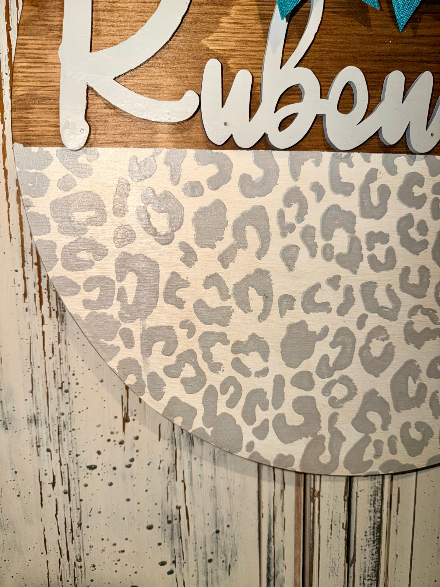 Leopard Print Personalized Door Hanger