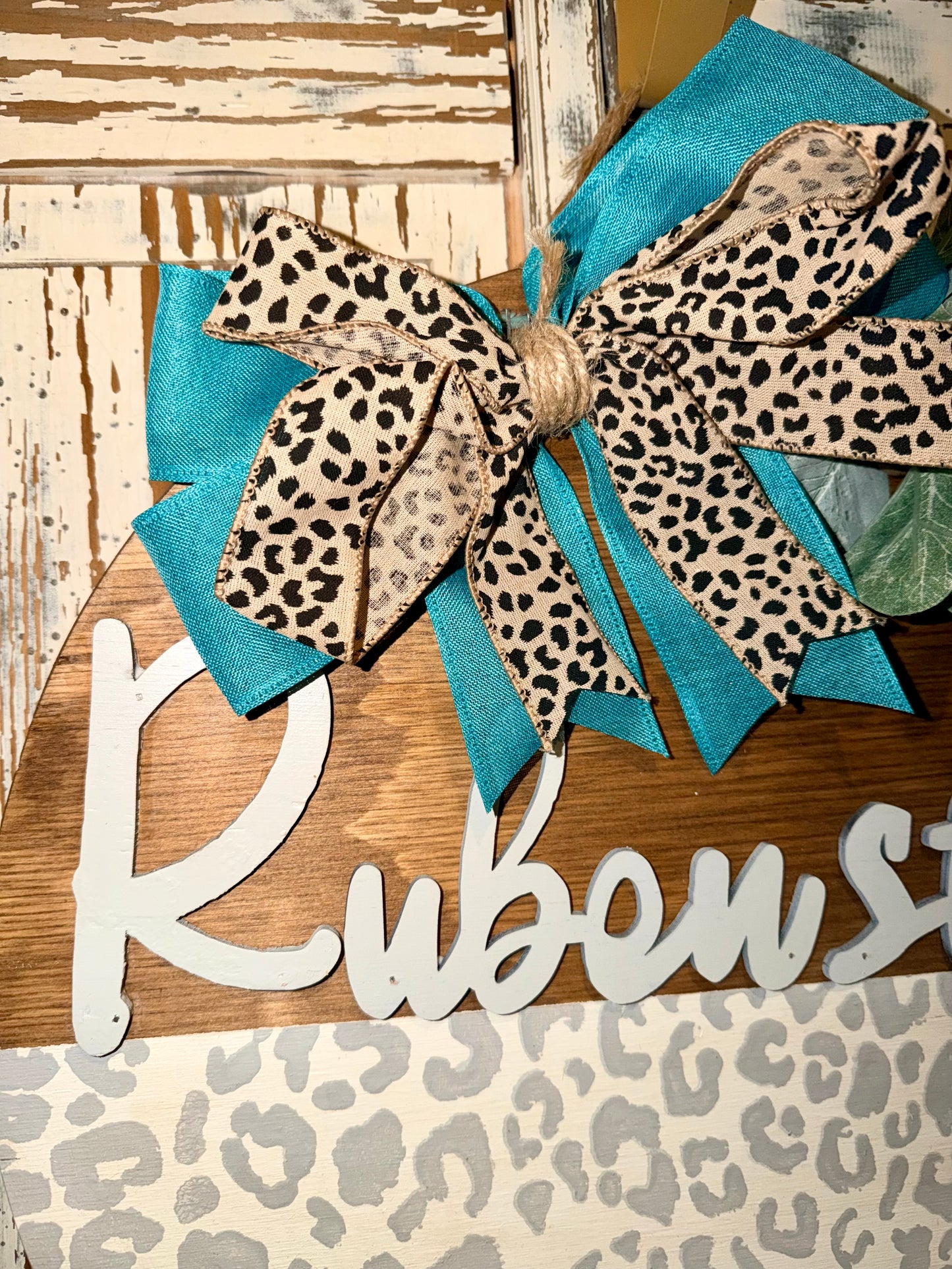 Leopard Print Personalized Door Hanger
