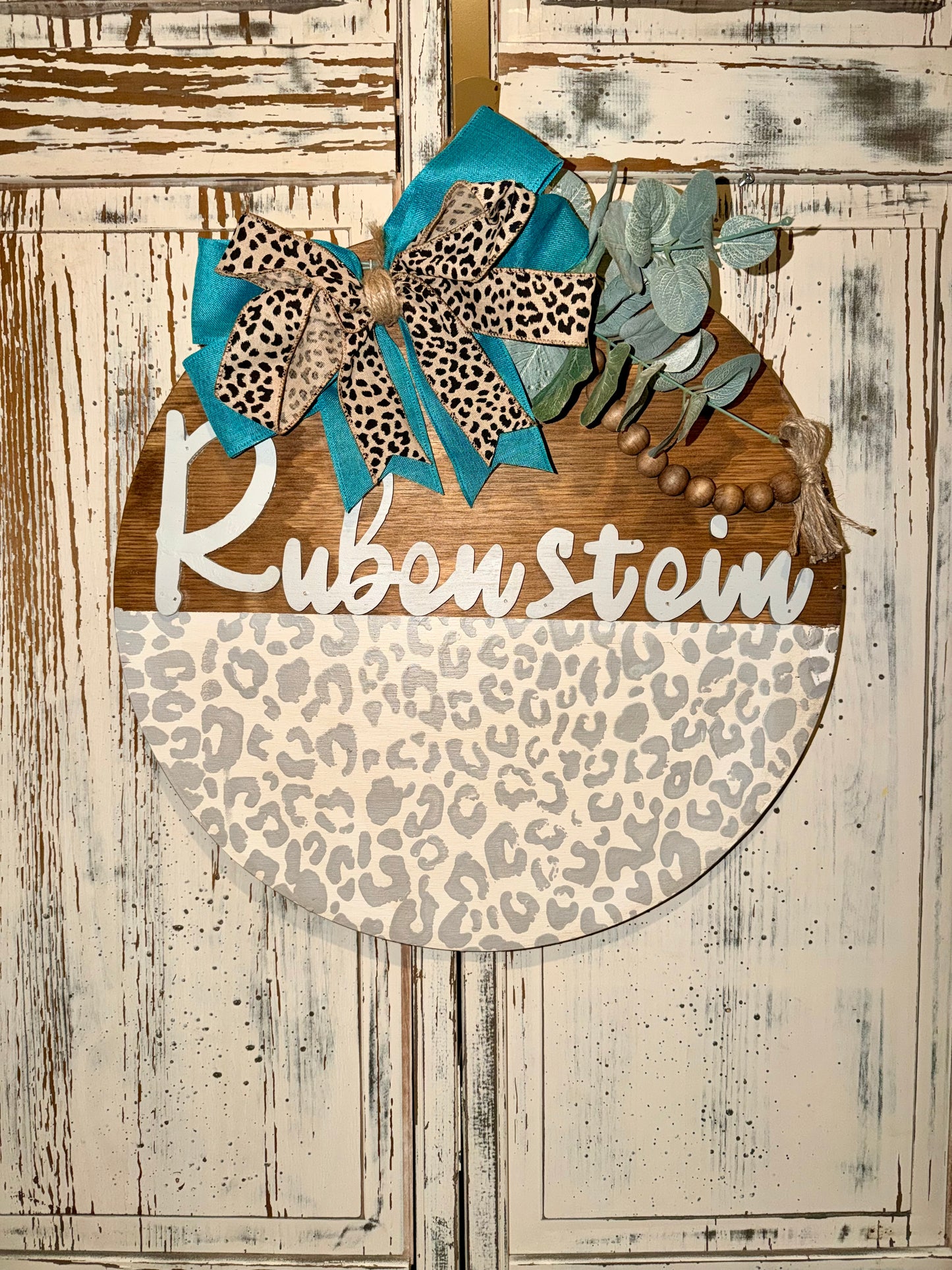 Leopard Print Personalized Door Hanger