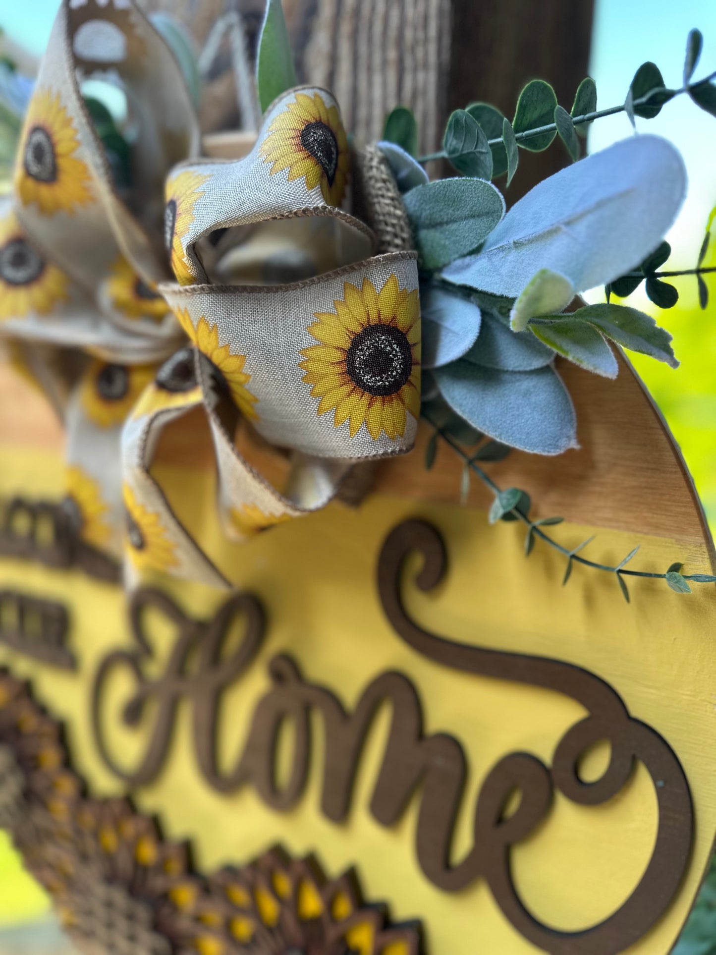 Sunflower Welcome to Our Home Door Hanger
