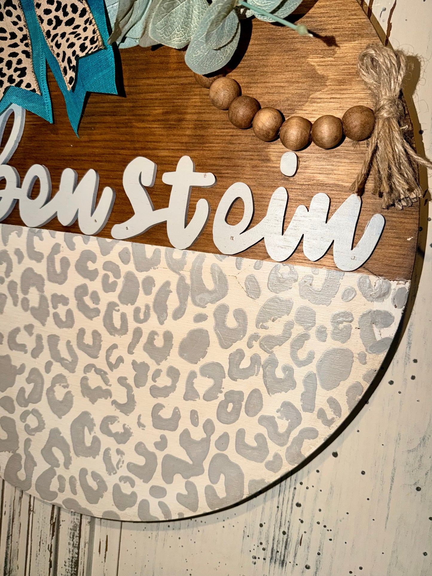 Leopard Print Personalized Door Hanger