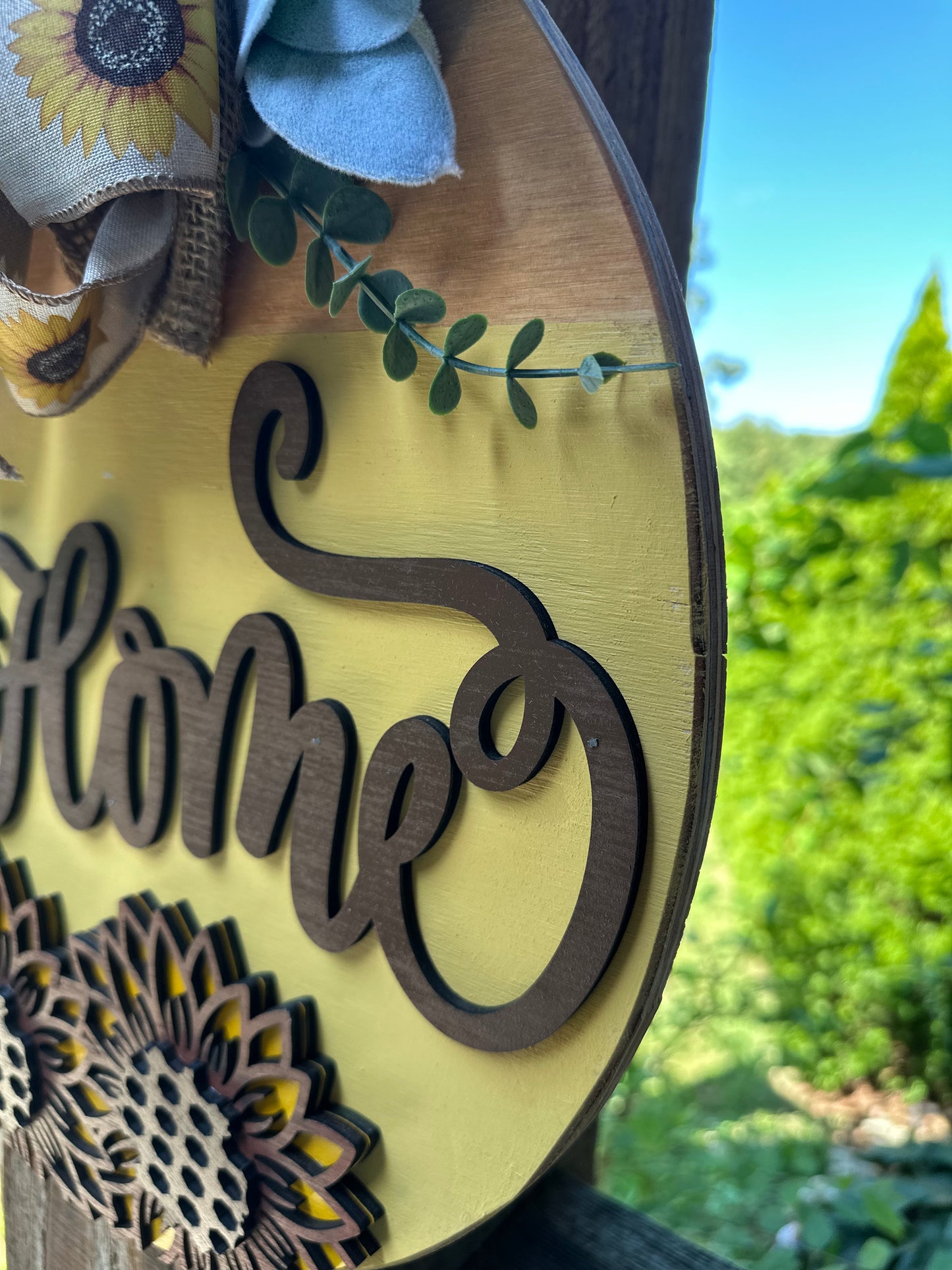 Sunflower Welcome to Our Home Door Hanger