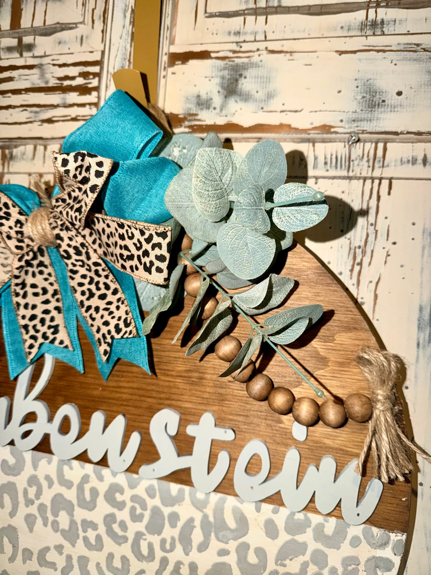 Leopard Print Personalized Door Hanger