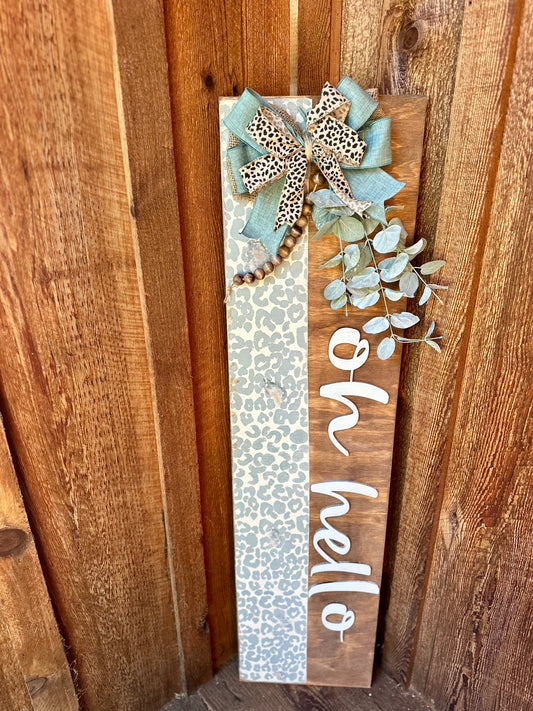 Oh Hello Leopard Gray Porch Leaner