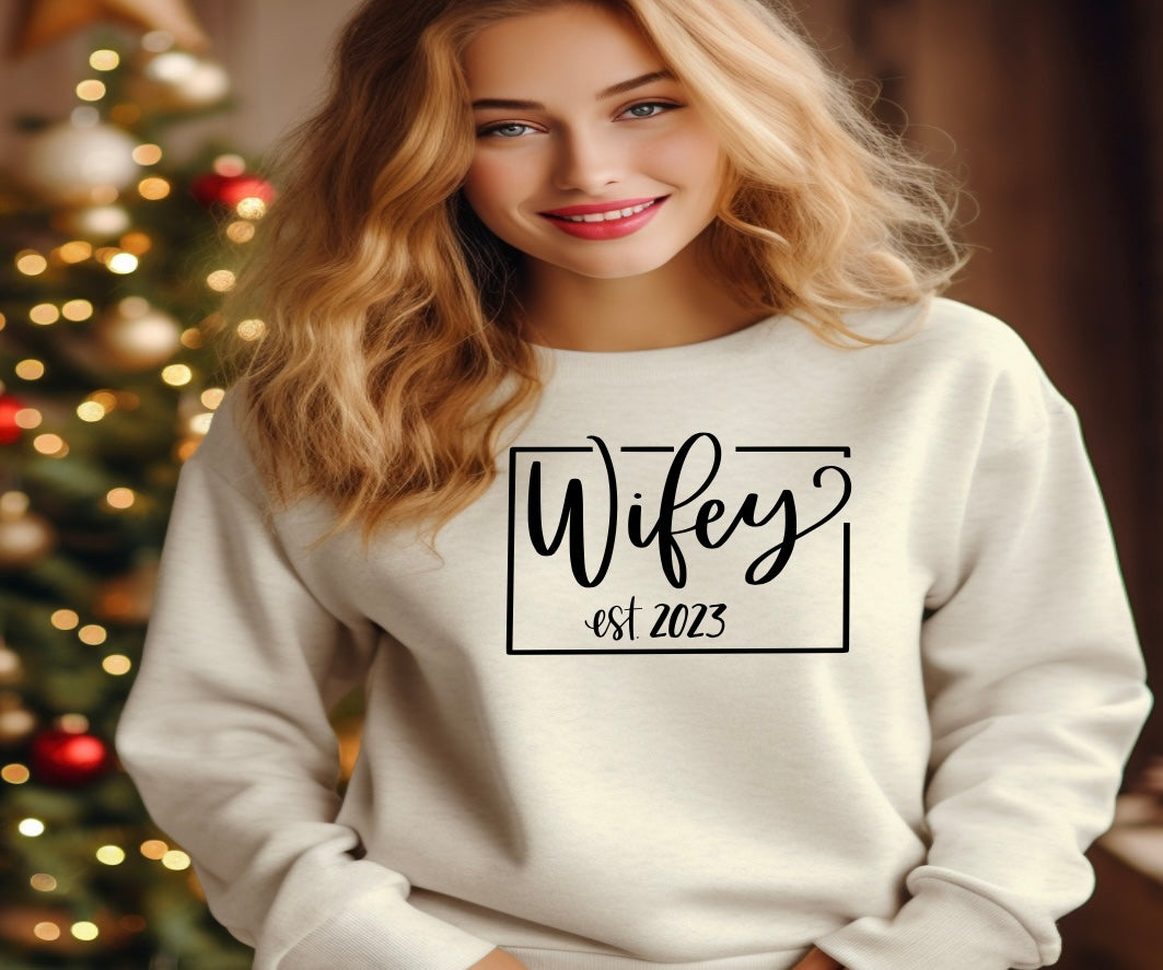 Wifey Script Established Date Sweatshirt