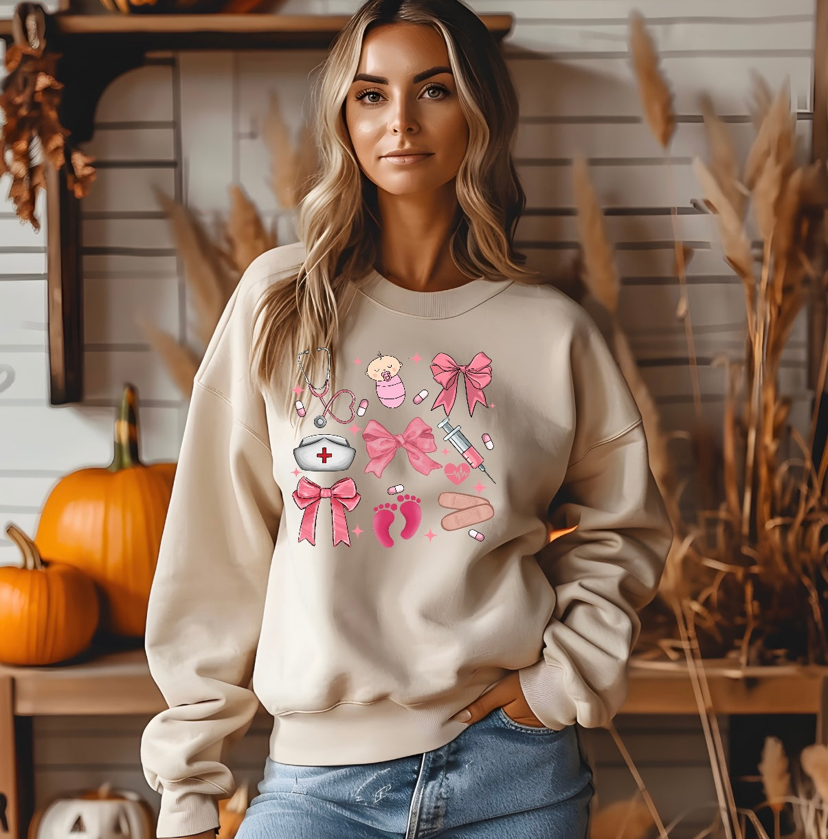 Pink OB Nurse Coquette Sweatshirt