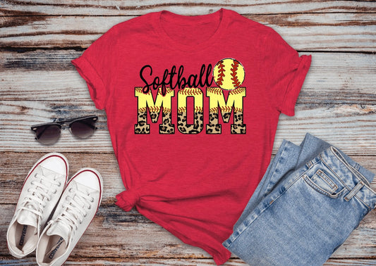 Softball Mom Leopard T-shirt