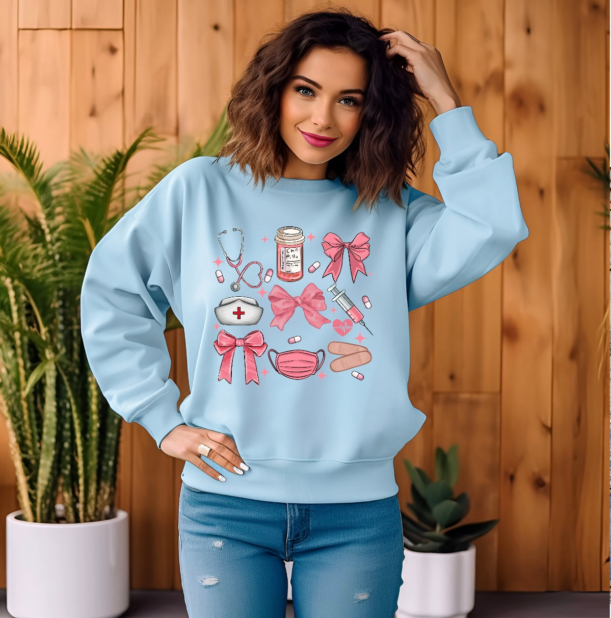 Pink Nurse Coquette Sweatshirt