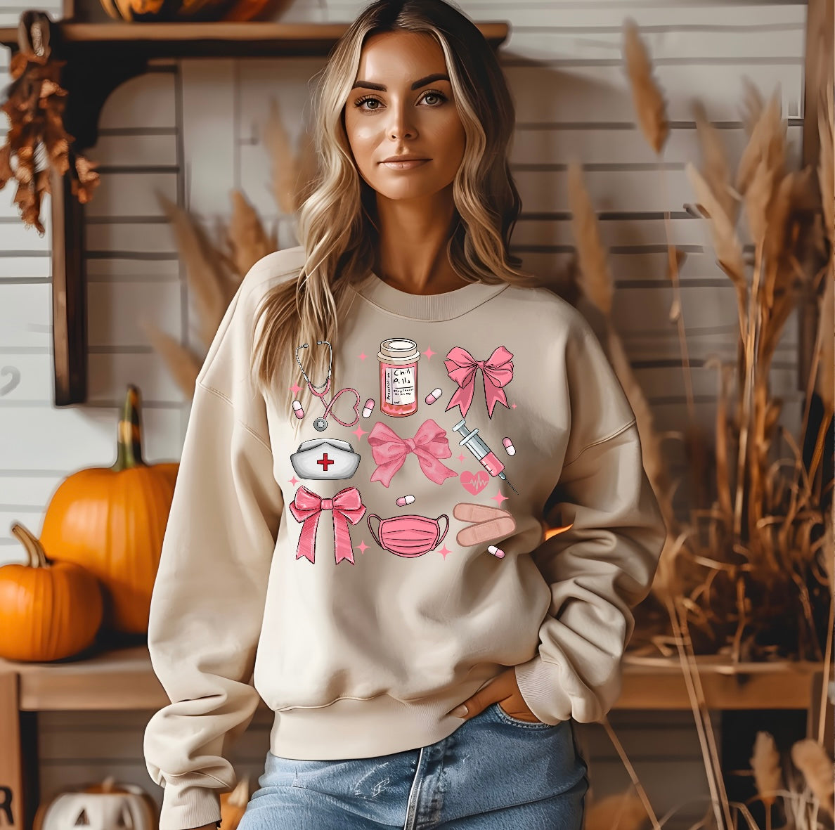 Pink Nurse Coquette Sweatshirt