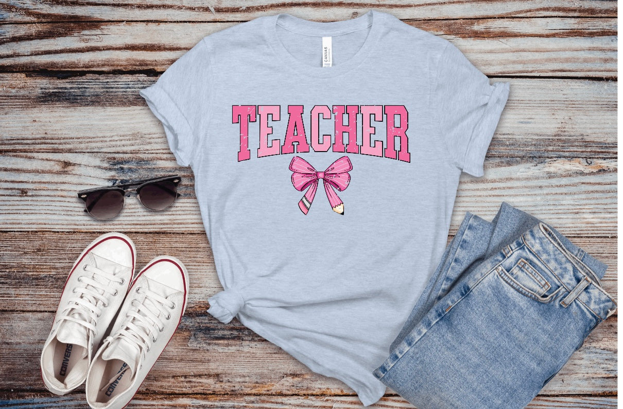 Pink Teacher Crouquette Tshirt