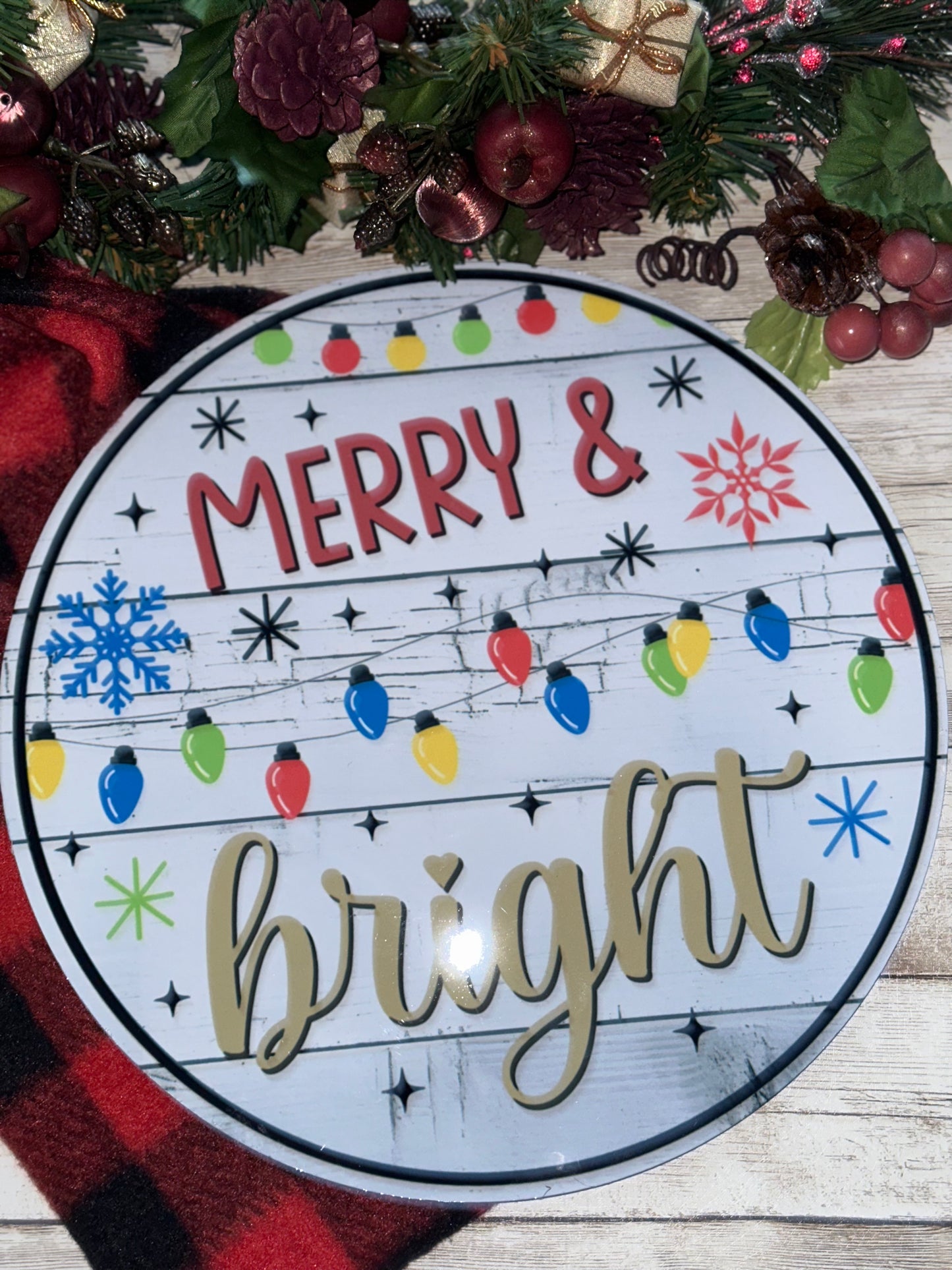 Merry and Bright Metal Sign