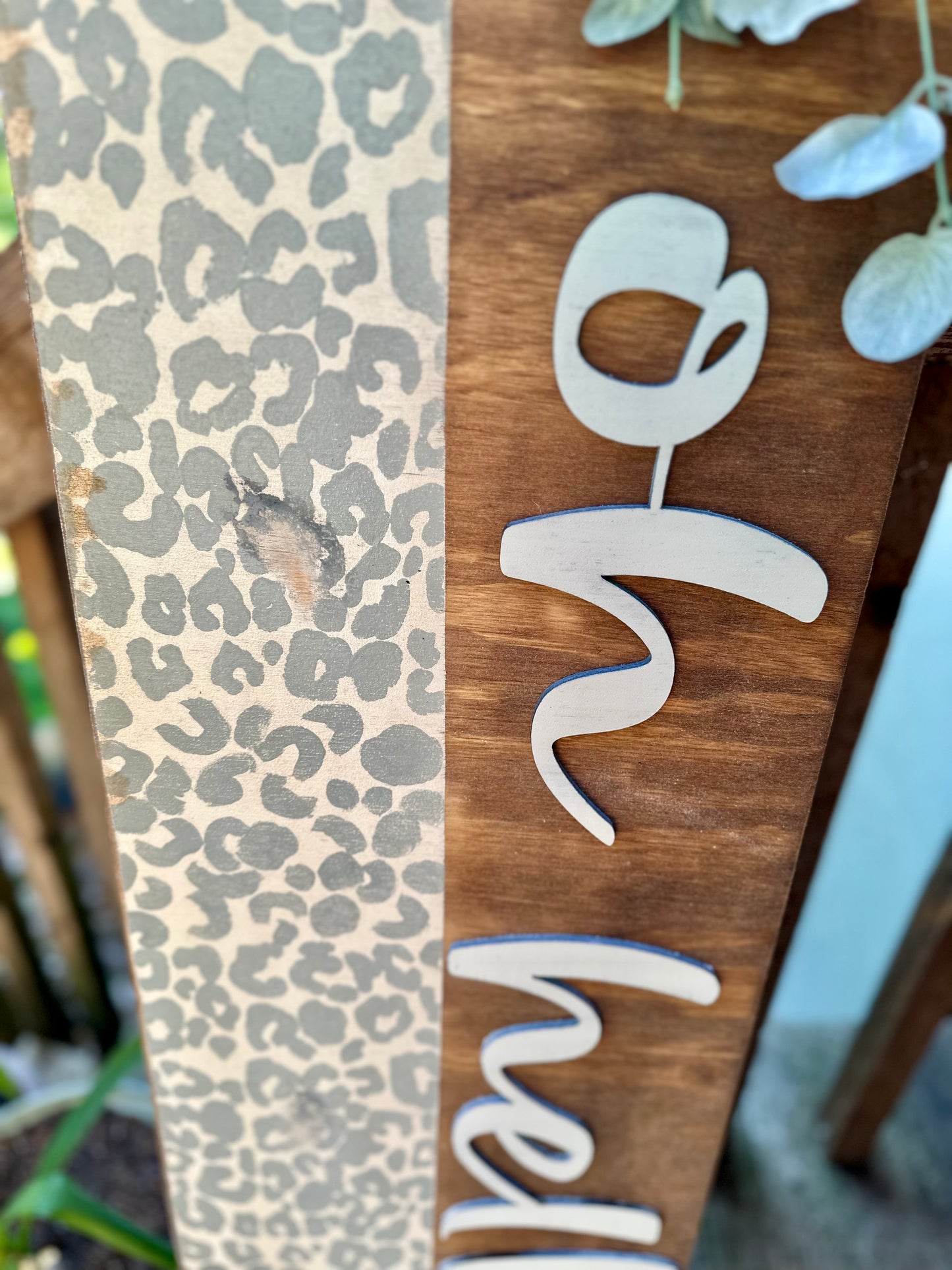 Oh Hello Leopard Gray Porch Leaner