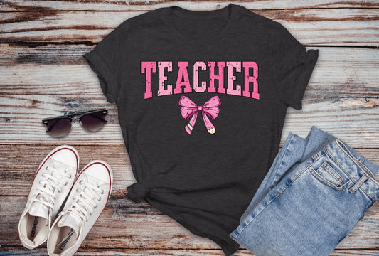 Pink Teacher Crouquette Tshirt