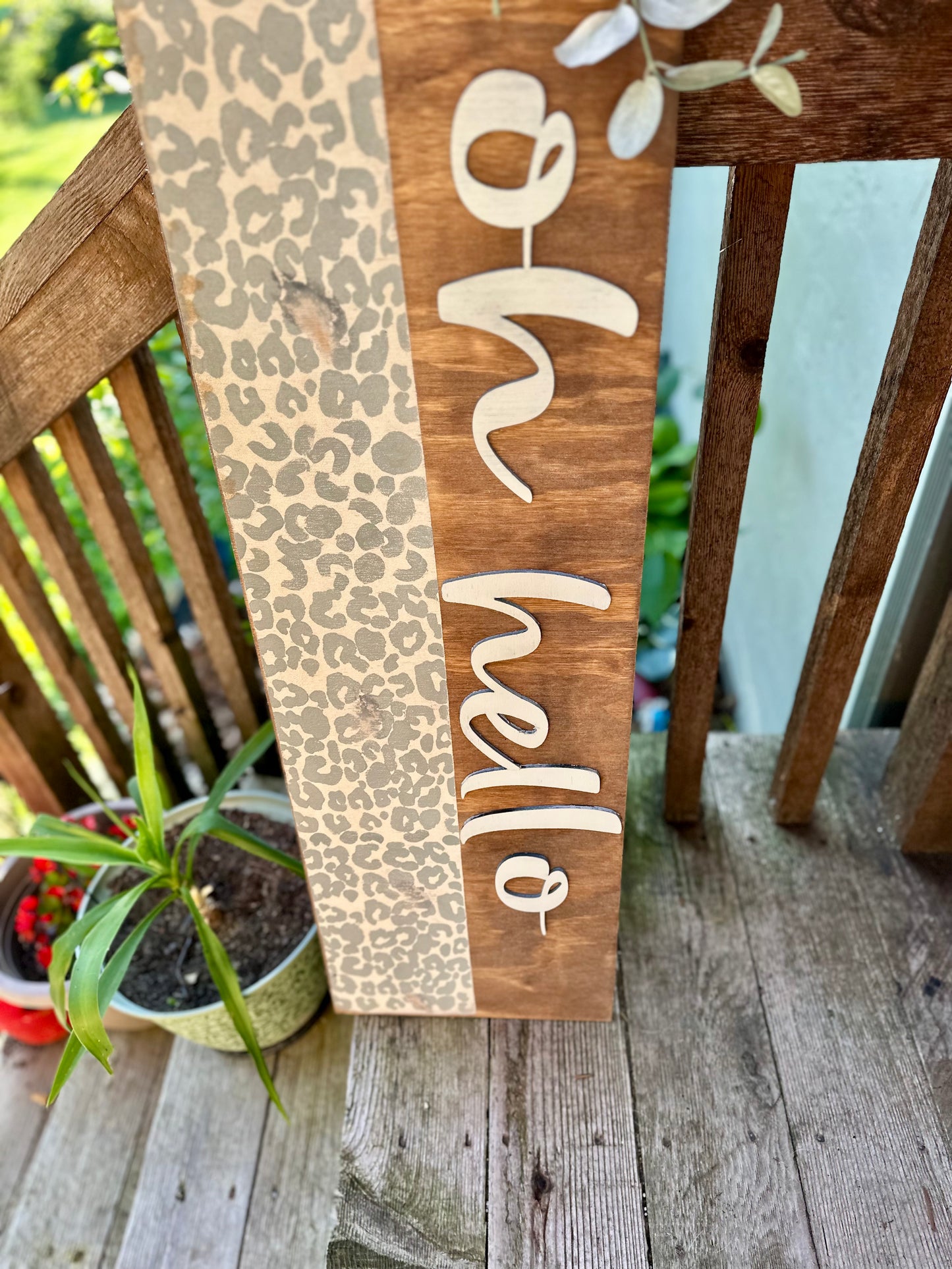 Oh Hello Leopard Gray Porch Leaner