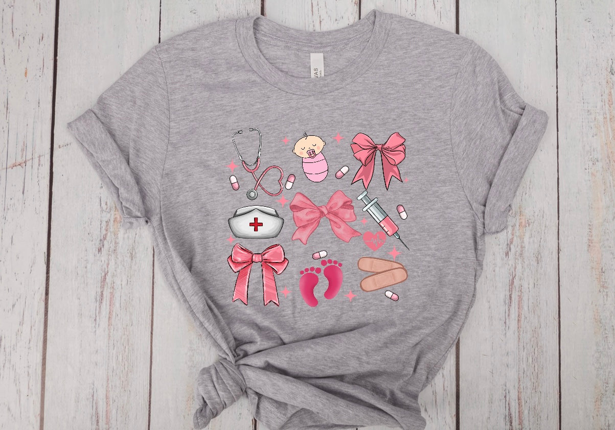 Pink OB Nurse Couquette Tshirt