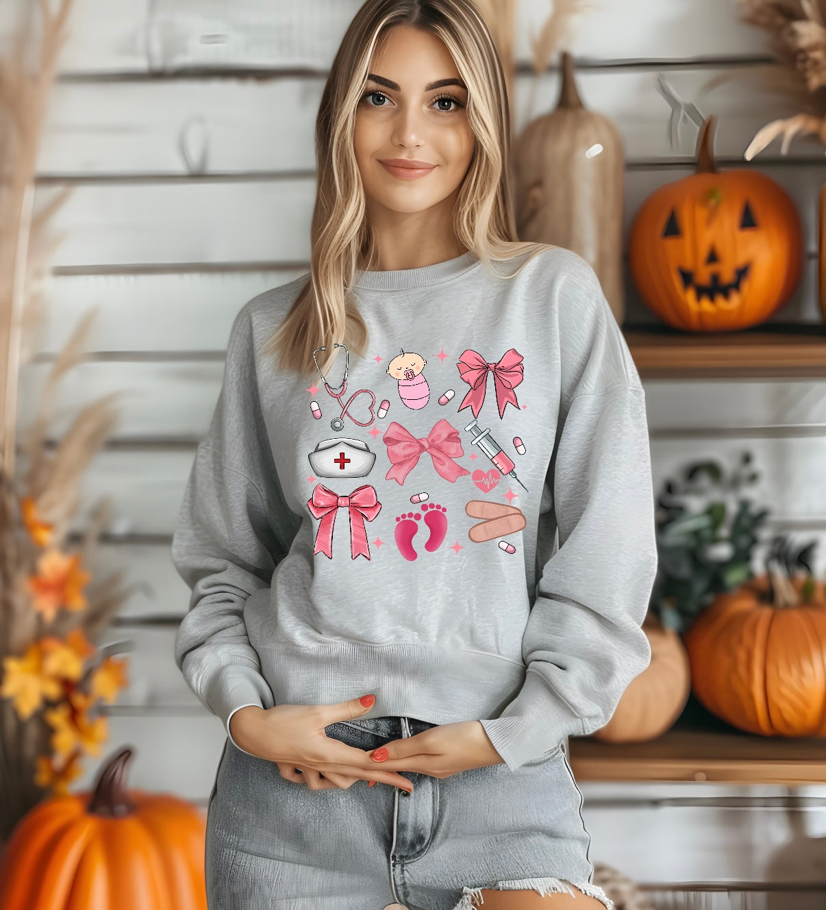 Pink OB Nurse Coquette Sweatshirt