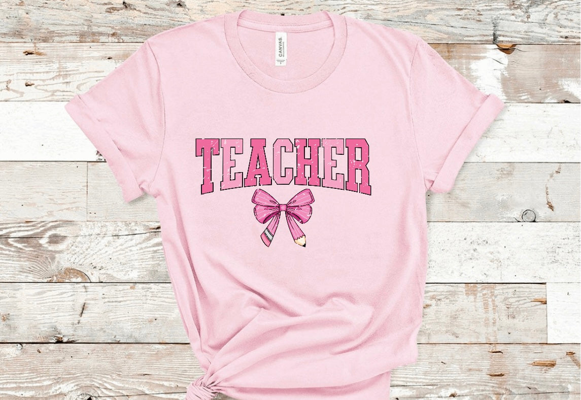 Pink Teacher Crouquette Tshirt