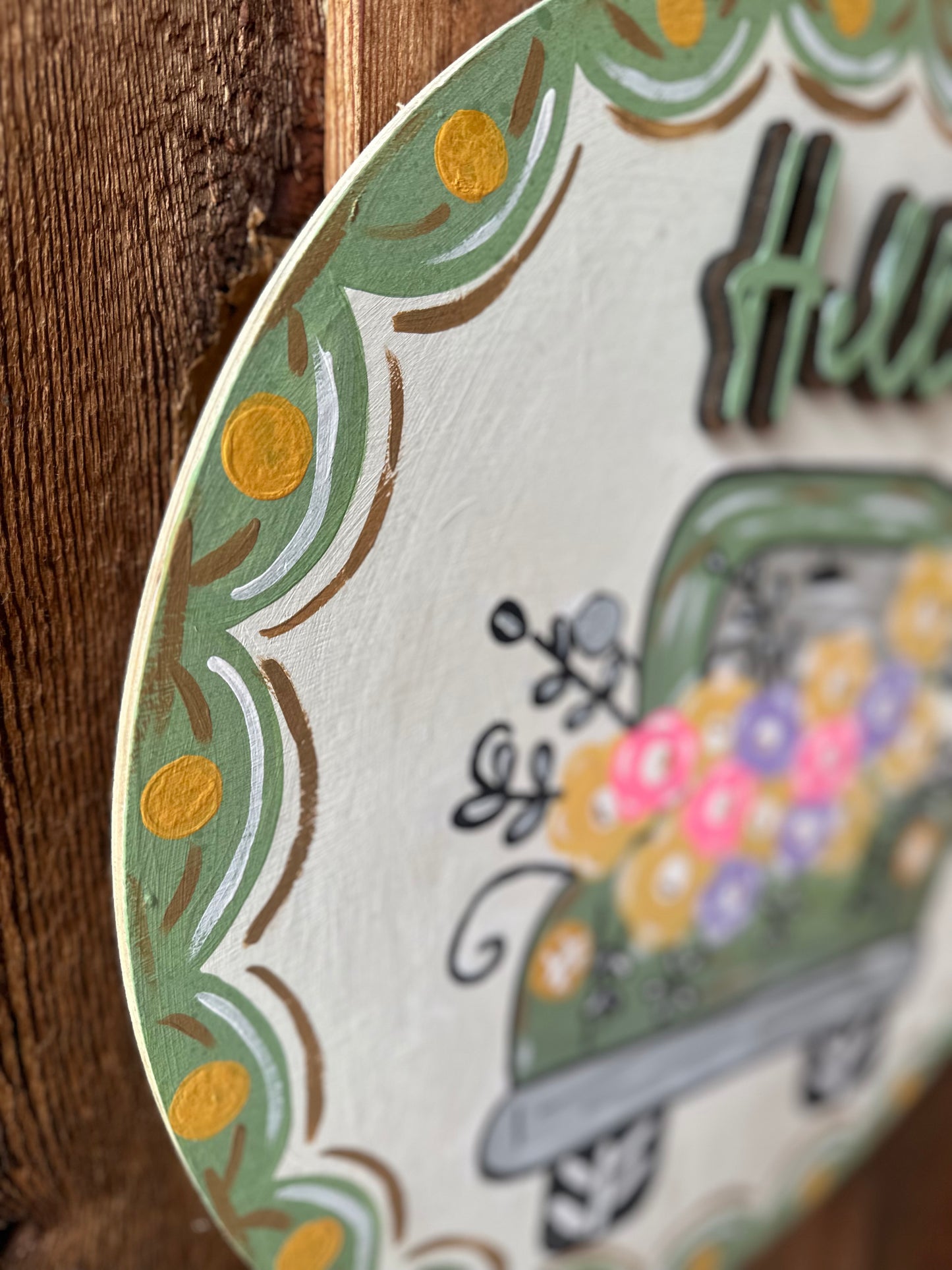 Hello Sage Floral Truck Door Hanger
