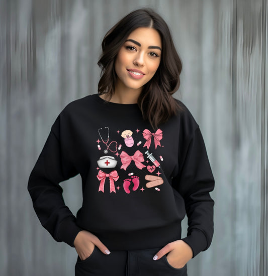 Pink OB Nurse Coquette Sweatshirt