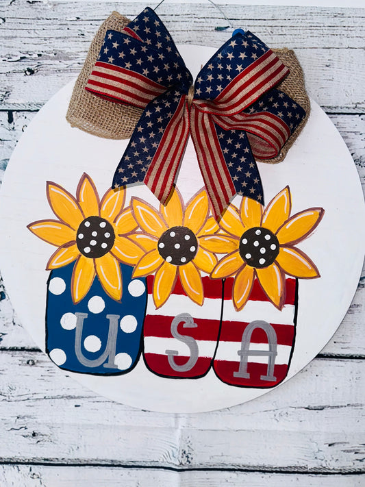 USA Mason Jar Door Hanger