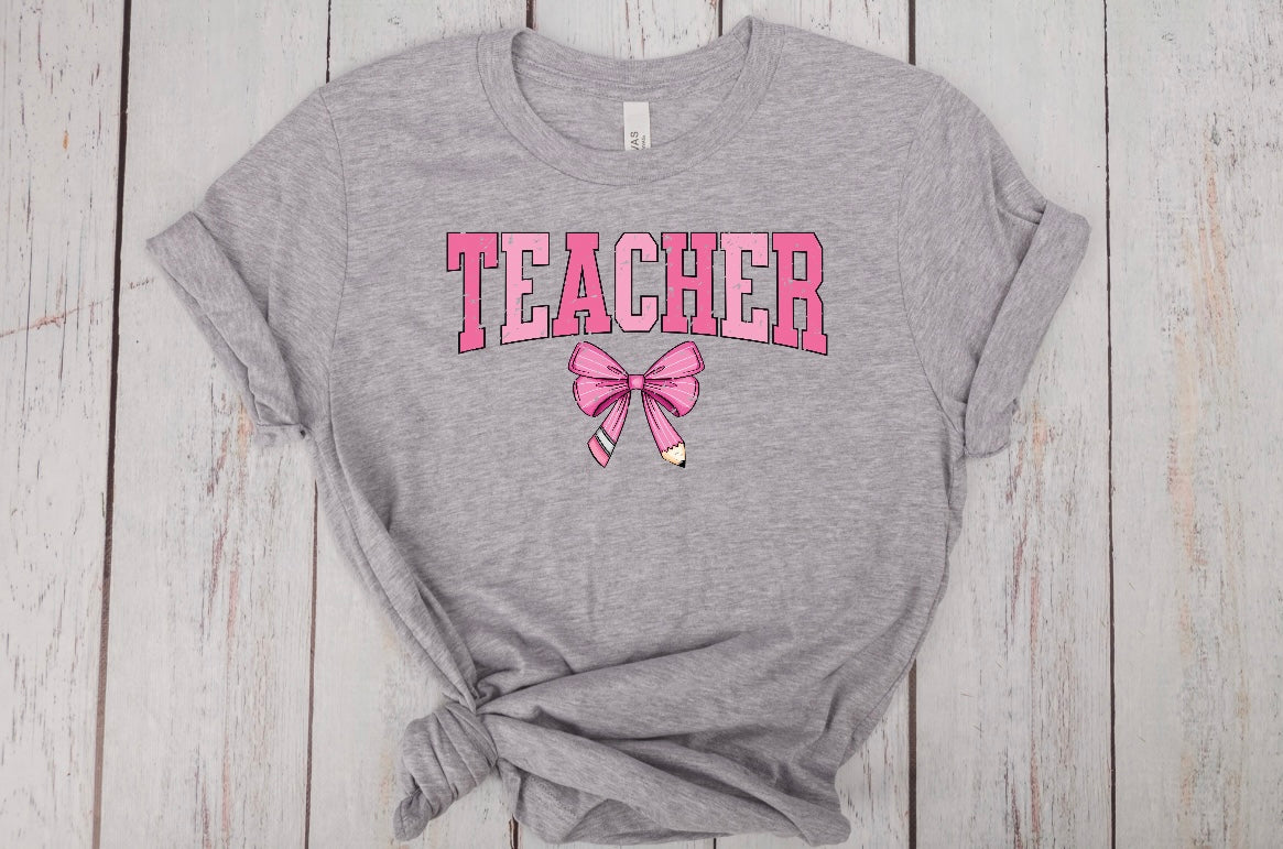 Pink Teacher Crouquette Tshirt