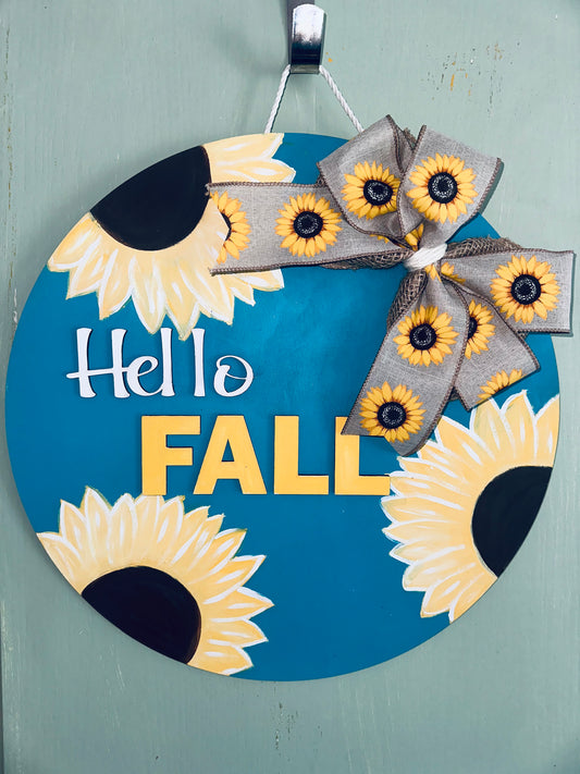 Sunflower Hello Fall Door Hanger