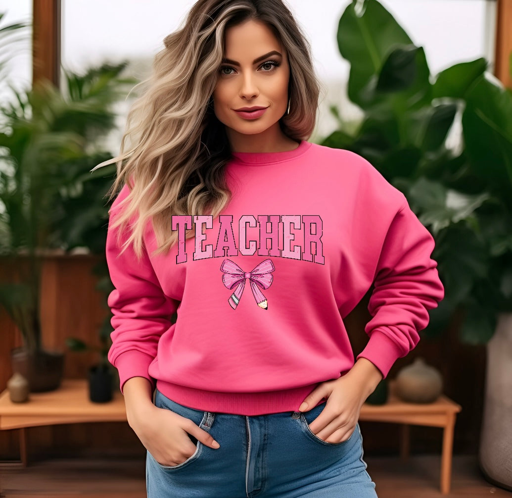 Pink Teacher Crouquette Sweatshirt