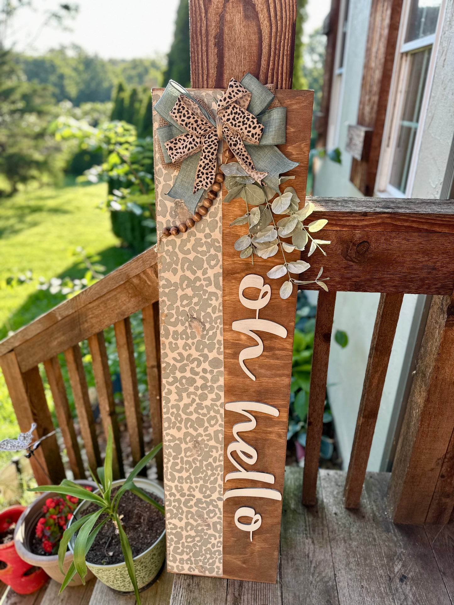 Oh Hello Leopard Gray Porch Leaner