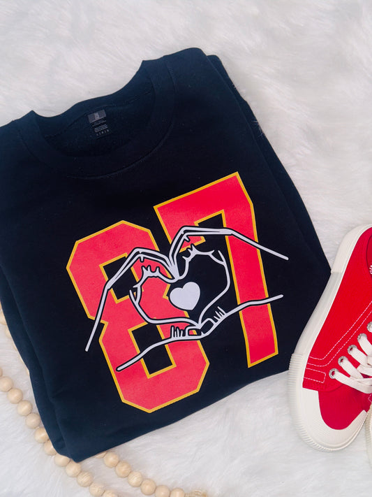 Kelce 87 Heart Hands (Black Sweatshirt)