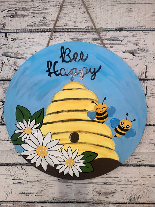 Bee Happy Sign Door Hanger