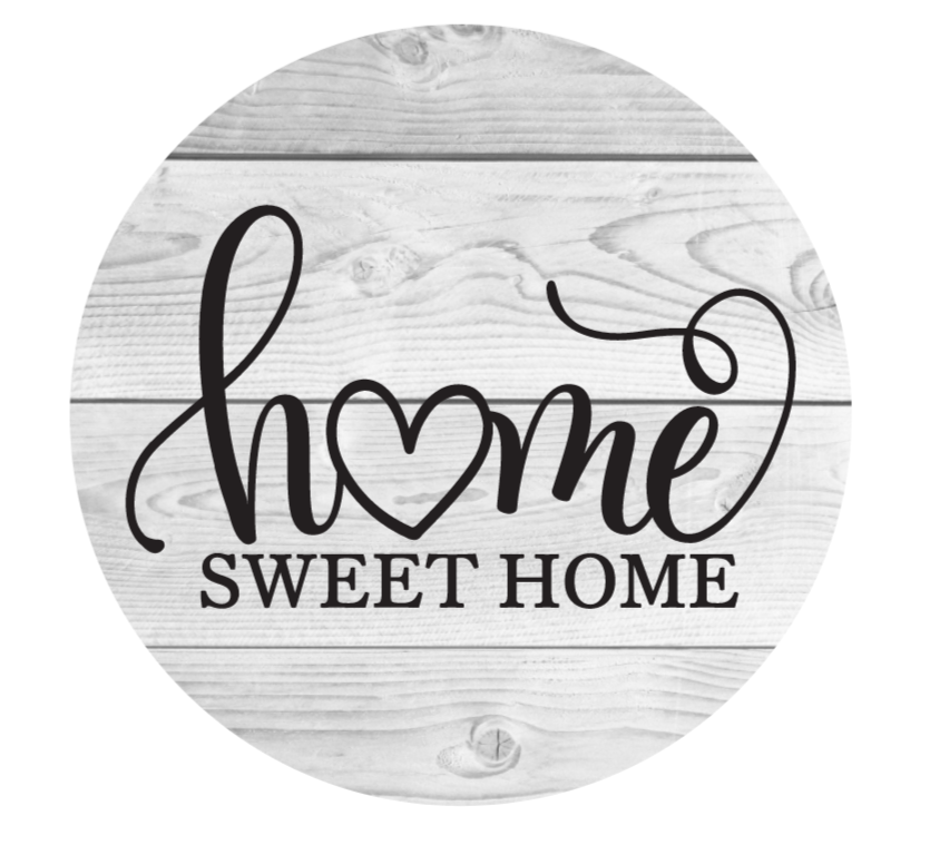 Home Sweet Home Heart White Wooden Background Metal Sign