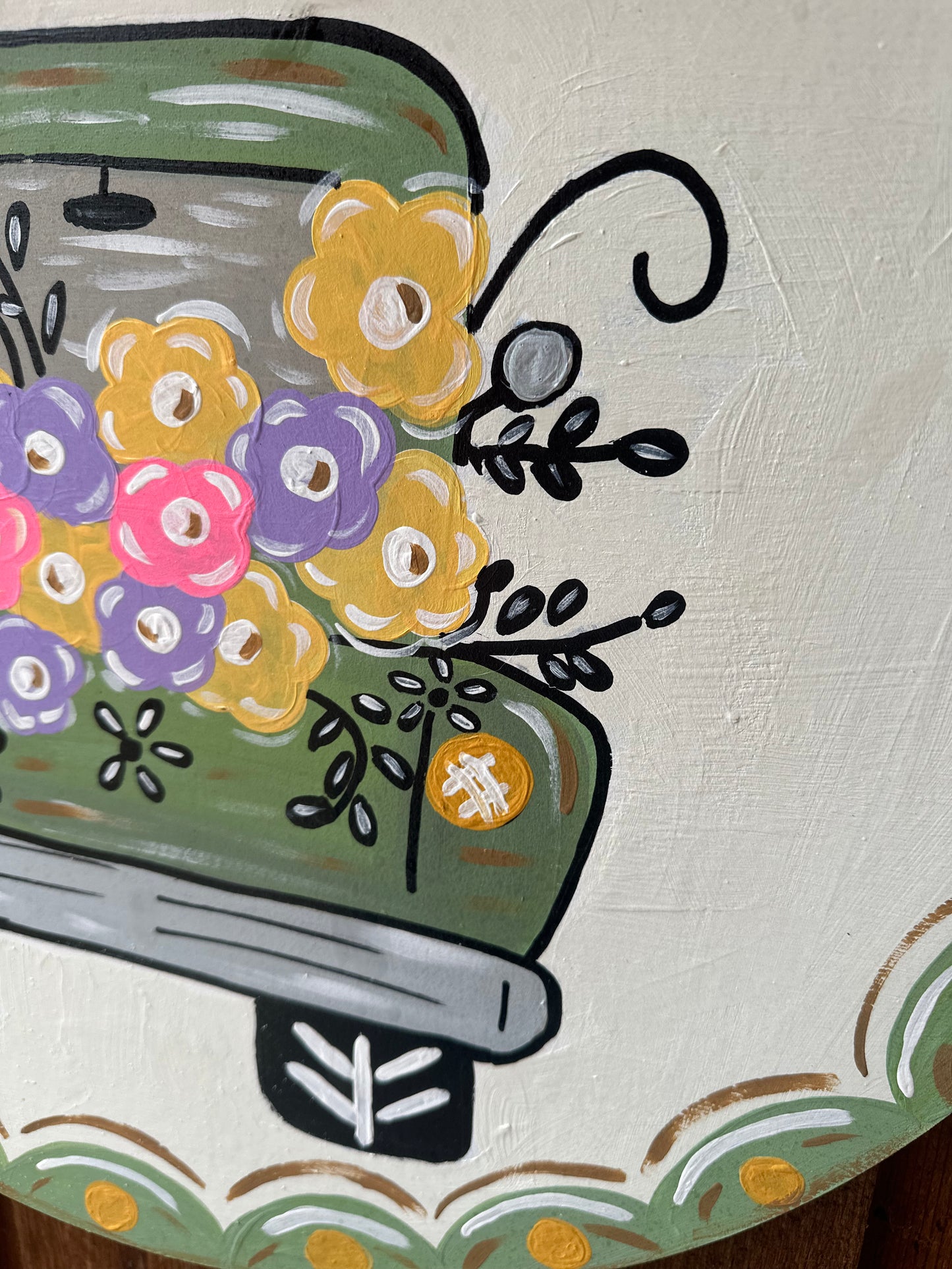 Hello Sage Floral Truck Door Hanger