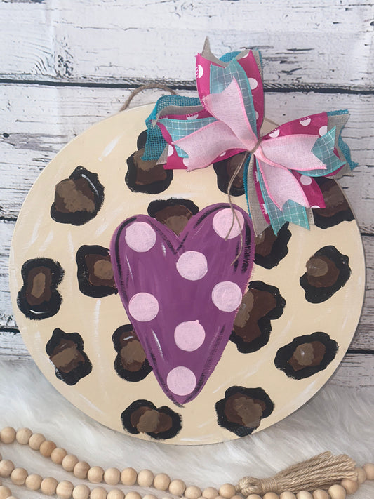 Heart Leopard Print Door Hanger