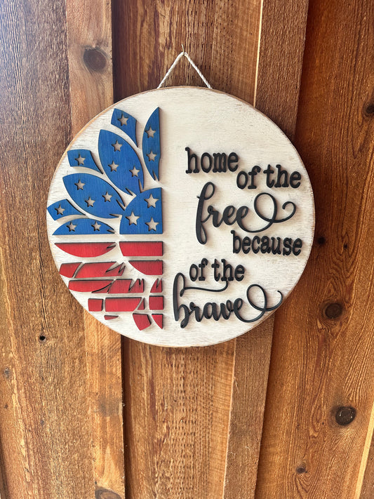 Sunflower Home of Free Door Hanger