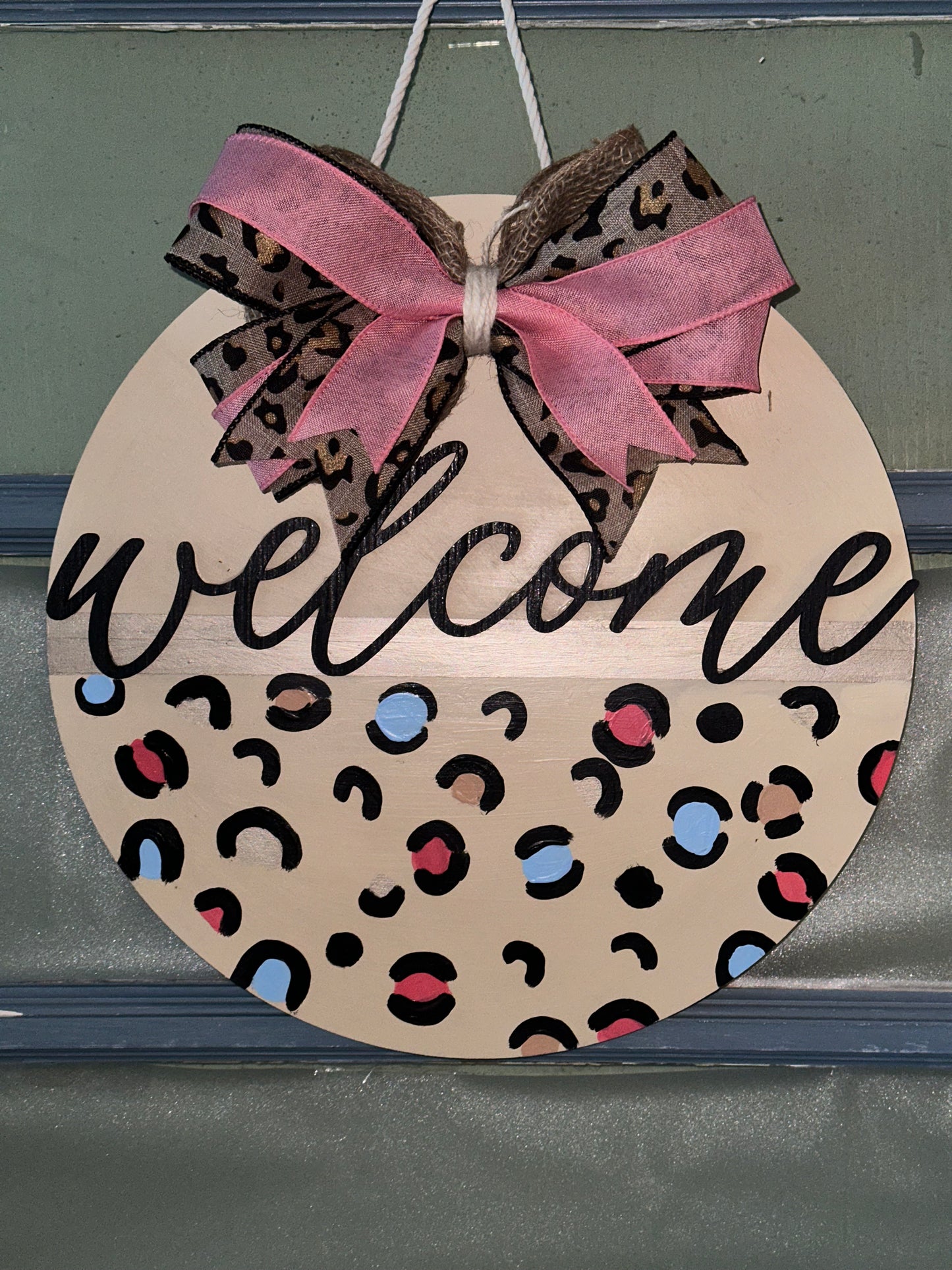 Welcome Leopard Door Hanger