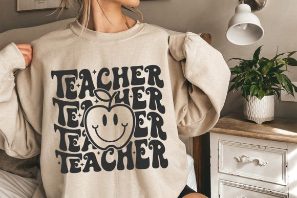 Teacher Retro Stacked Sweatshirt