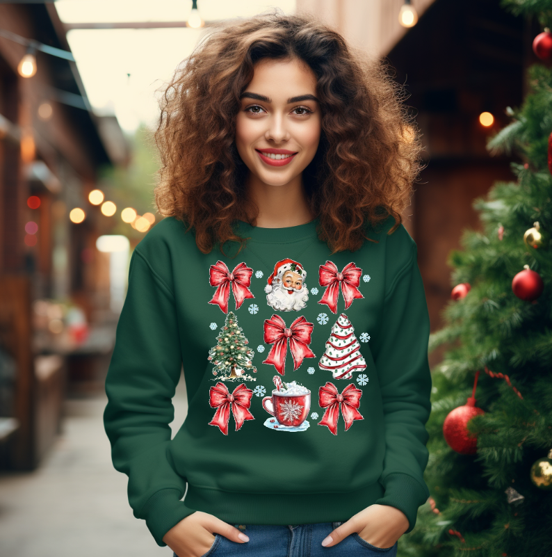 Santa Bows & Christmas Tree Cake Sweatshirt