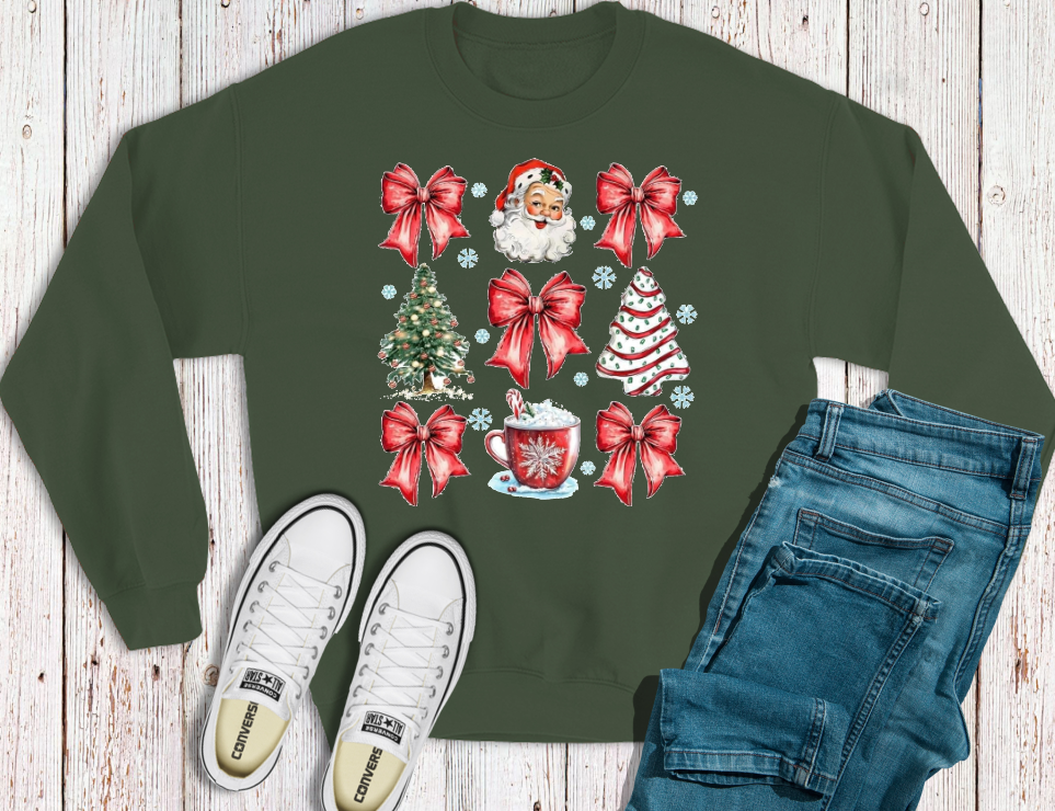 Santa Bows & Christmas Tree Cake Sweatshirt