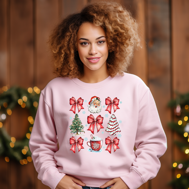 Santa Bows & Christmas Tree Cake Sweatshirt