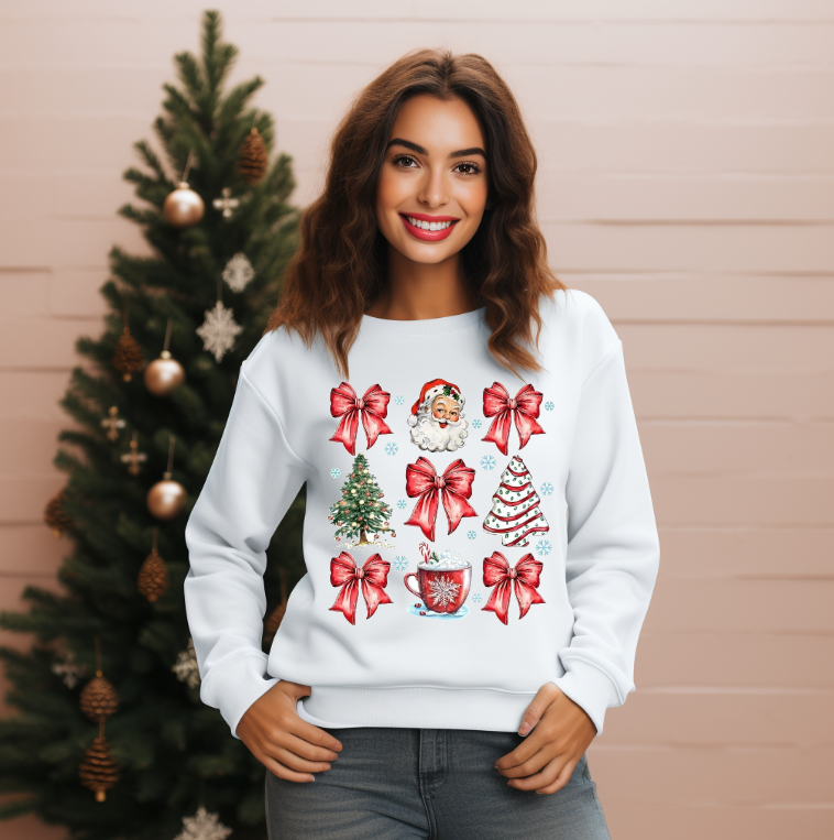 Santa Bows & Christmas Tree Cake Sweatshirt