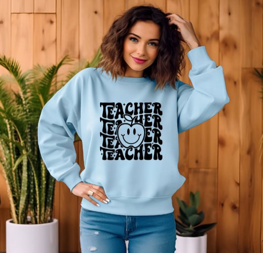 Teacher Retro Stacked Sweatshirt