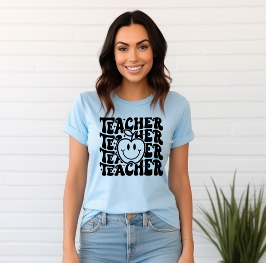 Teacher Retro Stacked Tshirt