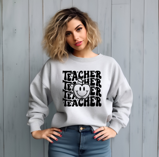 Teacher Retro Stacked Sweatshirt