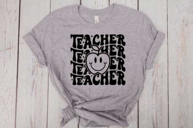 Teacher Retro Stacked Tshirt