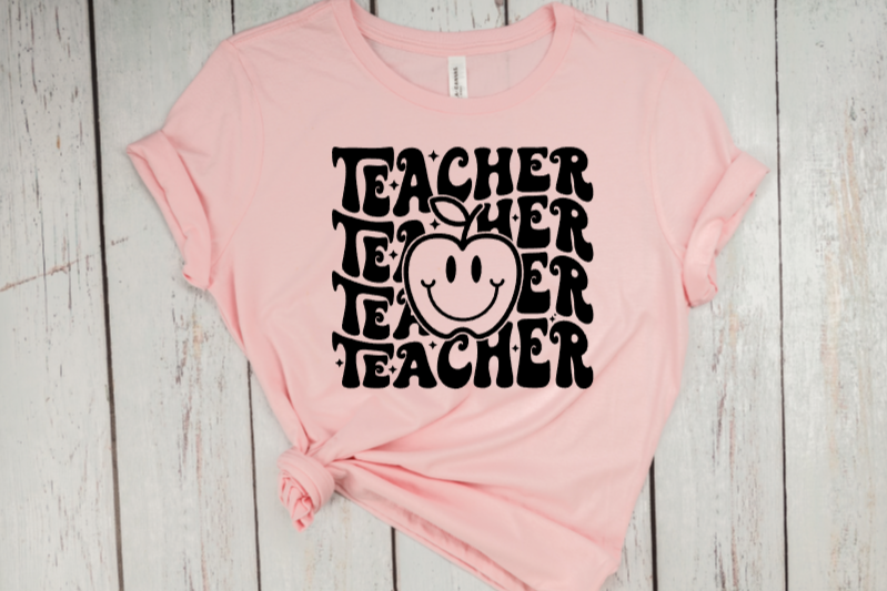 Teacher Retro Stacked Tshirt